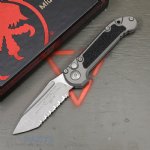 MICROTECH LUDT GEN III AUTO KNIFE, T/E, NATURAL CLEAR, 3.5 INCH, APOCALYPTIC, FULL SERRATIONS, 1136-12APNC