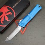 MICROTECH COMBAT TROODON GEN III T/E OTF AUTOMATIC KNIFE, BLUE, 4 INCH, STONEWASH, 1144-10BL