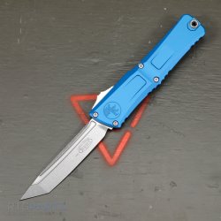 MICROTECH COMBAT TROODON GEN III T/E OTF AUTOMATIC KNIFE, BLUE, 4 INCH, STONEWASH, 1144-10BL