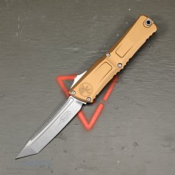 MICROTECH COMBAT TROODON GEN III T/E OTF AUTOMATIC KNIFE, TAN, 4 INCH, STONEWASH, 1144-10TA