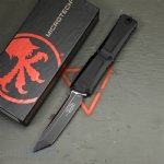 MICROTECH COMBAT TROODON GEN III T/E OTF AUTOMATIC KNIFE, BLACK, 4 INCH, BLACK TACTICAL BLADE, 1144-1T