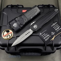 MICROTECH LUMINARY D/E WITH SUREFIRE STILETTO PRO II KIT, BLACK, 3.56 INCH BLADE, STONEWASH, 1270-10SET