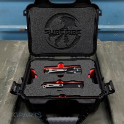 MICROTECH LUMINARY D/E WITH SUREFIRE STILETTO PRO II KIT, BLACK, 3.56 INCH BLADE, STONEWASH, 1270-10SET