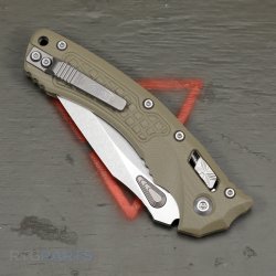 MICROTECH AMPHIBIAN, S/E, RAM-LOK, OD GREEN, FRAG G10, 3.9 INCH, STONEWASH, 137RL-10FRGTOD