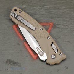 MICROTECH AMPHIBIAN, S/E, RAM-LOK, TAN, FRAG G10, 3.9 INCH, STONEWASH, 137RL-10FRGTTA