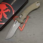 MICROTECH AMPHIBIAN, S/E, RAM-LOK, OD GREEN, FRAG G10, 3.9 INCH, APOCALYPTIC, SERRATED, 137RL-11APFRGTOD