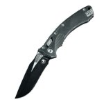 MICROTECH AMPHIBIAN, S/E, RAM-LOK, BLACK DISTRESSED ALUMINUM, 3.9 INCH, BLACK BLADE, 137RL-1FLVB