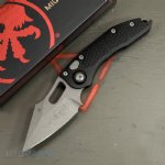 MICROTECH STITCH AUTO, S/E, BLACK ALUMINUM HANDLE, 3.7 INCH, APOCALYPTIC BLADE, 169-10AP