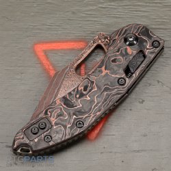 MICROTECH STITCH, S/E, RAM-LOK, BAKER FORGE DAMASCUS, PROTECH COMPOSITES LIVE WIRE CARBON SCALES, 3.7 INCH, 169RL-16MS1