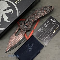 MICROTECH STITCH, S/E, RAM-LOK, BAKER FORGE DAMASCUS, PROTECH COMPOSITES LIVE WIRE CARBON SCALES, 3.7 INCH, 169RL-16MS1