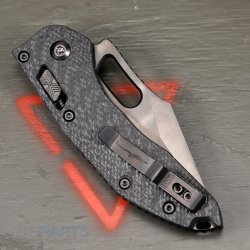 MICROTECH STITCH, S/E, RAM-LOK, FLUTED CARBON FIBER SCALES, 3.7 INCH DLC BLADE, 169RL-1DLCTFLCFS