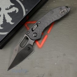 MICROTECH STITCH, S/E, RAM-LOK, FLUTED CARBON FIBER SCALES, 3.7 INCH DLC BLADE, 169RL-1DLCTFLCFS