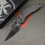 MICROTECH STITCH, S/E, RAM-LOK, FLUTED CARBON FIBER SCALES, 3.7 INCH DLC BLADE, 169RL-1DLCTFLCFS