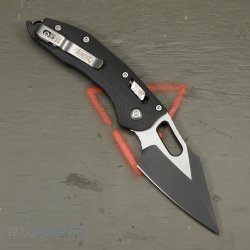 MICROTECH STITCH, S/E, RAM-LOK, BLACK FLUTED G10, 3.7 INCH, BLACK BLADE, 169RL-1FLGTBK