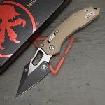 MICROTECH STITCH, S/E, RAM-LOK, TAN, FLUTED G10, 3.7 INCH, BLACK BLADE, 169RL-1FLGTTA