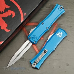 MICROTECH HERA II MINI D/E OTF, AUTOMATIC KNIFE, BLUE 30TH ANNIVERSARY, 3 INCH, STONEWASH, 1702M-10BL30