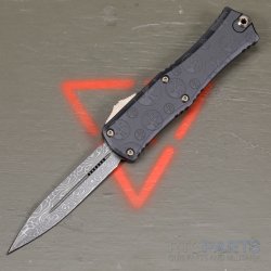 MICROTECH HERA II MINI SIGNATURE SERIES, D/E OTF, DAMASCUS, CLAW BURST DEEP ENGRAVED, 3 INCH, 1702M-16CBS