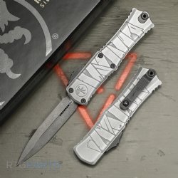 MICROTECH HERA II MINI D/E OTF, AUTOMATIC KNIFE, BRUSHED METAL HALLOWEEN MUMMY WRAP, 3 INCH, APOCALYPTIC, 1702M-1BMHWMYS