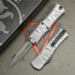 MICROTECH HERA II MINI D/E OTF, AUTOMATIC KNIFE, BRUSHED METAL HALLOWEEN MUMMY WRAP, 3 INCH, APOCALYPTIC, 1702M-1BMHWMYS