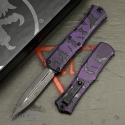 MICROTECH HERA II MINI D/E OTF, AUTOMATIC KNIFE, HALLOWEEN BATS, PURPLE, 3 INCH, APOCALYPTIC, 1702M-1HWBAS