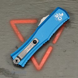 MICROTECH HERA II MINI S/E OTF, AUTOMATIC KNIFE, BLUE, 30TH ANNIVERSARY, 3 INCH, SATIN BLADE, 1703M-4BL30