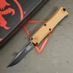 MICROTECH HERA II MINI S/E RECURVE OTF, AUTOMATIC KNIFE, TAN, 3 INCH, BLACK BLADE, 1705M-1TA