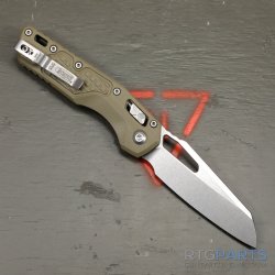 MICROTECH MSI LAWNMAN, S/E, RAM-LOK, GREEN FRAG G10, 3.9 INCH, STONEWASH, 210-10FRGTODLM