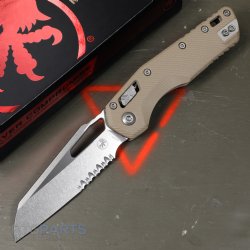 MICROTECH STANDARD ISSUE MSI, S/E, RAM-LOK, TAN G10, 3.9 INCH, STONEWASH, SERRATED, 210-11FLGTTA