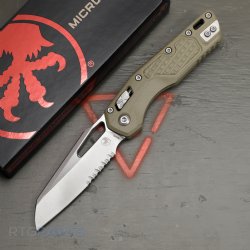 MICROTECH MSI LAWNMAN, S/E, RAM-LOK, GREEN FRAG G10, 3.9 INCH, STONEWASH, SERRATED, 210-11FRGTODLM