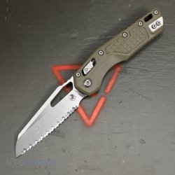 MICROTECH MSI LAWNMAN, S/E, RAM-LOK, GREEN FRAG G10, 3.9 INCH, STONEWASH, FULLY SERRATED, 210-12FRGTODLM