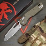 MICROTECH MSI LAWNMAN, S/E, RAM-LOK, GREEN FRAG G10, 3.9 INCH, STONEWASH, FULLY SERRATED, 210-12FRGTODLM