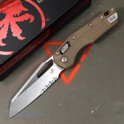 MICROTECH STANDARD ISSUE MSI, S/E, RAM-LOK, DARK EARTH POLYMER, 3.9 INCH, STONEWASH, SERRATED, 210T-11PMDE