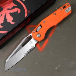 MICROTECH STANDARD ISSUE MSI, S/E, RAM-LOK, ORANGE POLYMER, 3.9 INCH, STONEWASH, SERRATED, 210T-11PMOR