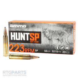 AMMO INC SIGNATURE HUNT SP 223REM 55GR INTERLOCK SP, 20RD BOX