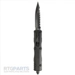 MICROTECH DIRAC DELTA D/E OTF AUTOMATIC KNIFE, BLACK, 3.75 INCH, TACTICAL, SERRATED, 227-3T