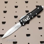 MICROTECH UTX-85 STEAMBOAT WILLIE D/E OTF AUTOMATIC KNIFE, BLACK, 3.125 INCH, DISTRESSED WHITE, 232-1SB