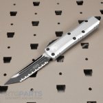 MICROTECH UTX-85 T/E OTF AUTOMATIC KNIFE, NATURAL CLEAR, 3.125 INCH, SERRATED, 233-3CR
