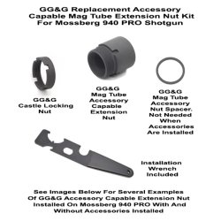GG&G MOSSBERG 940 JM PRO REPLACEMENT MAG TUBE EXTENSION NUT, ACCESSORY CAPABLE