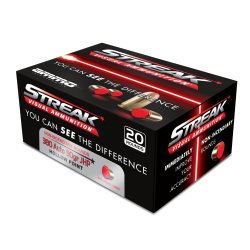 AMMO INC STREAK DEFENSE 380ACP 90GR JHP, NON-INCENDIARY TRACER, RED, 20RD BOX