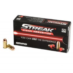 AMMO INC STREAK 380ACP 100GR TMC, NON-INCENDIARY TRACER, RED, 50RD BOX