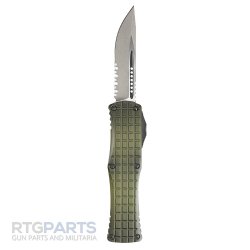 MICROTECH HERA S/E FRAG OTF AUTOMATIC KNIFE, GRENADE GREEN, 3 INCH, APOCALYPTIC, SERRATED, 703-12APFRGS