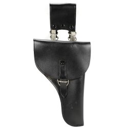 ITALIAN BLACK LEATHER HOLSTER W/ MAG POUCH AND BELT CLIPS