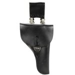 ITALIAN BLACK LEATHER HOLSTER W/ MAG POUCH AND BELT CLIPS