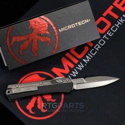 MICROTECH GLYKON D/E OTF AUTOMATIC KNIFE, BLACK, 3.75 INCH, APOCALYPTIC, 184-10AP