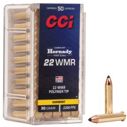 CCI 22WMR 30GR POLYMER TIP, 50RD/BOX