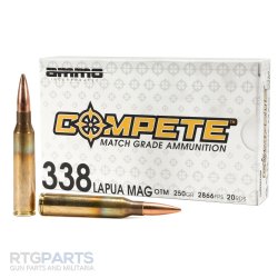 AMMO INC COMPETE 338 LAPUA MAGNUM 250GR OTM, 20RD BOX