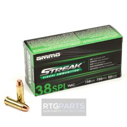 AMMO INC STREAK 38 SPECIAL 158GR TMC, NON-INCENDIARY TRACER, GREEN, 50RD BOX