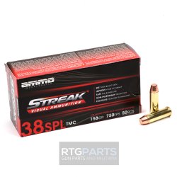 AMMO INC STREAK 38 SPECIAL 158GR TMC, NON-INCENDIARY TRACER, RED, 50RD BOX