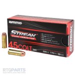 AMMO INC STREAK 45 COLT 250GR TMC, NON-INCENDIARY TRACER, RED, 50RD BOX