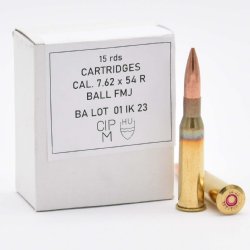 AMMO INC 7.62X54R BRASS CASED 170GR FMJ M30 BALL, 150RD CAN